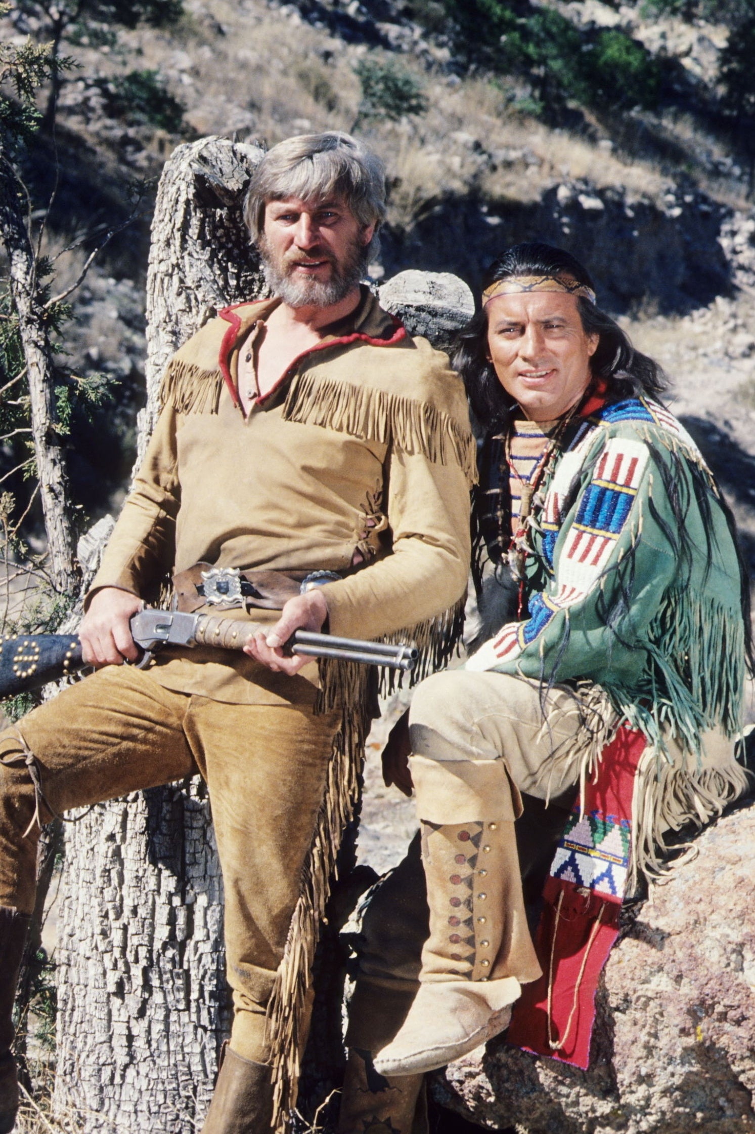 Pierre Brice mit Siegfried Rauch in Durango/Mexico 1979
